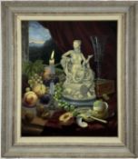 Boros Gyula (Hungarian, b.1951) oil on panel, still life / vanitas, 58 x 48cm, framed