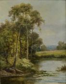 Daniel Sherrin (1868-1940) oil on canvas - River Landscape, signed, 56cm x 45cm, in gilt frame