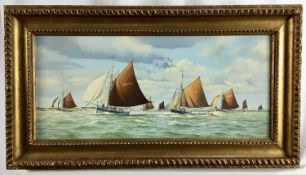 William H Bishop (b.1942) two signed oil on canvas marine scenes, Blackwater Estuary, both framed