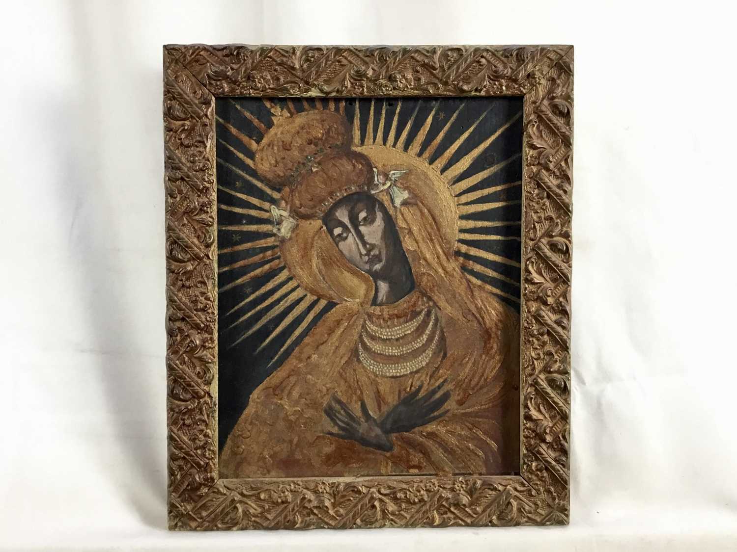 Lithuanian school, 20th century, oil on panel - The Black Madonna of The Gate of Dawn, 25 x 20.5cm, - Image 2 of 5