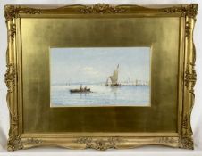 George Stanfield Waters watercolour - At Palestrina, Venice, signed, 15cm x 25cm in gilt frame