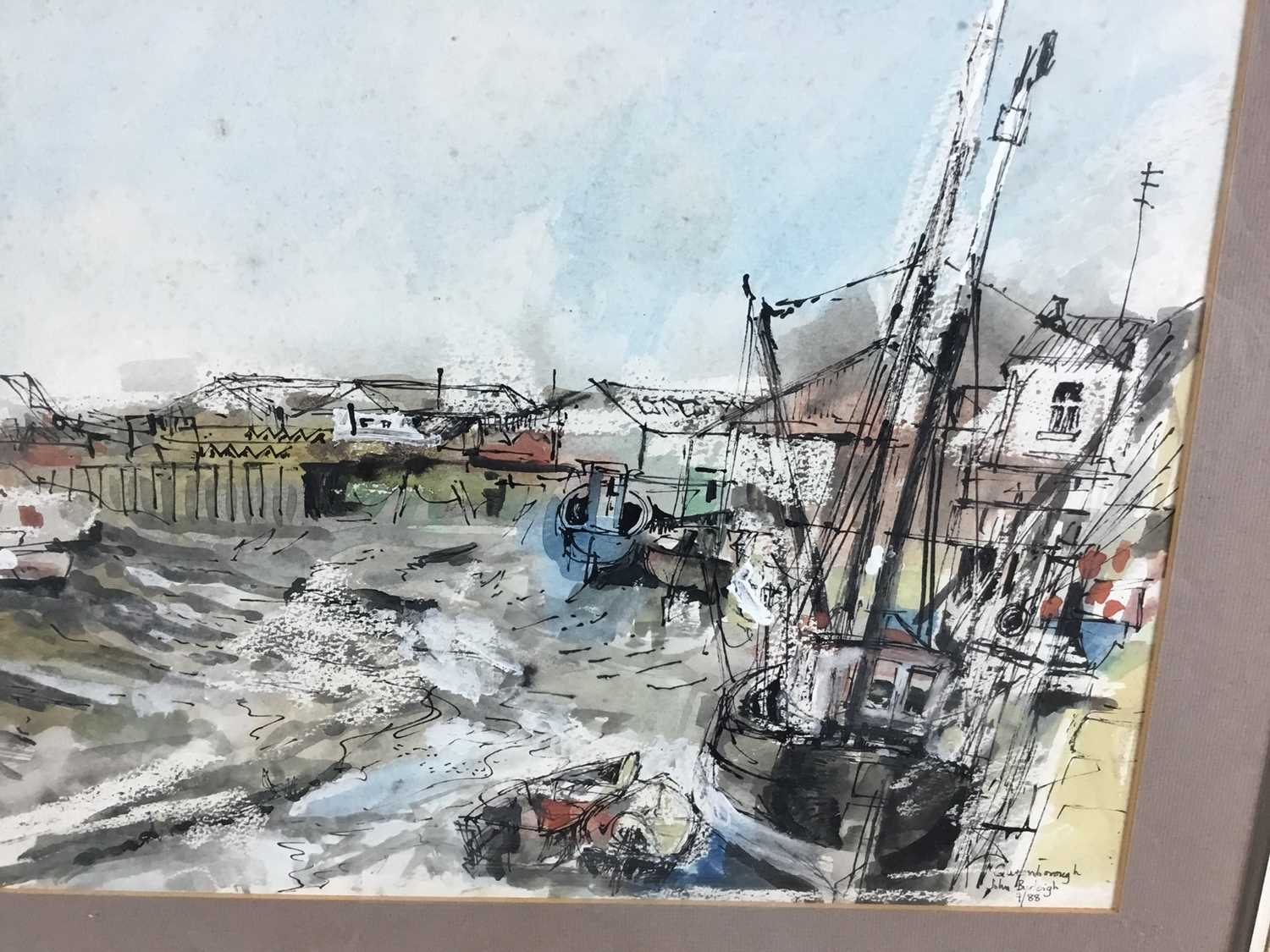 John Burleigh, 20th century. Watercolour, “Queenborough”. Harbour in the Isle of Sheppey, Kent. Sign - Image 4 of 7