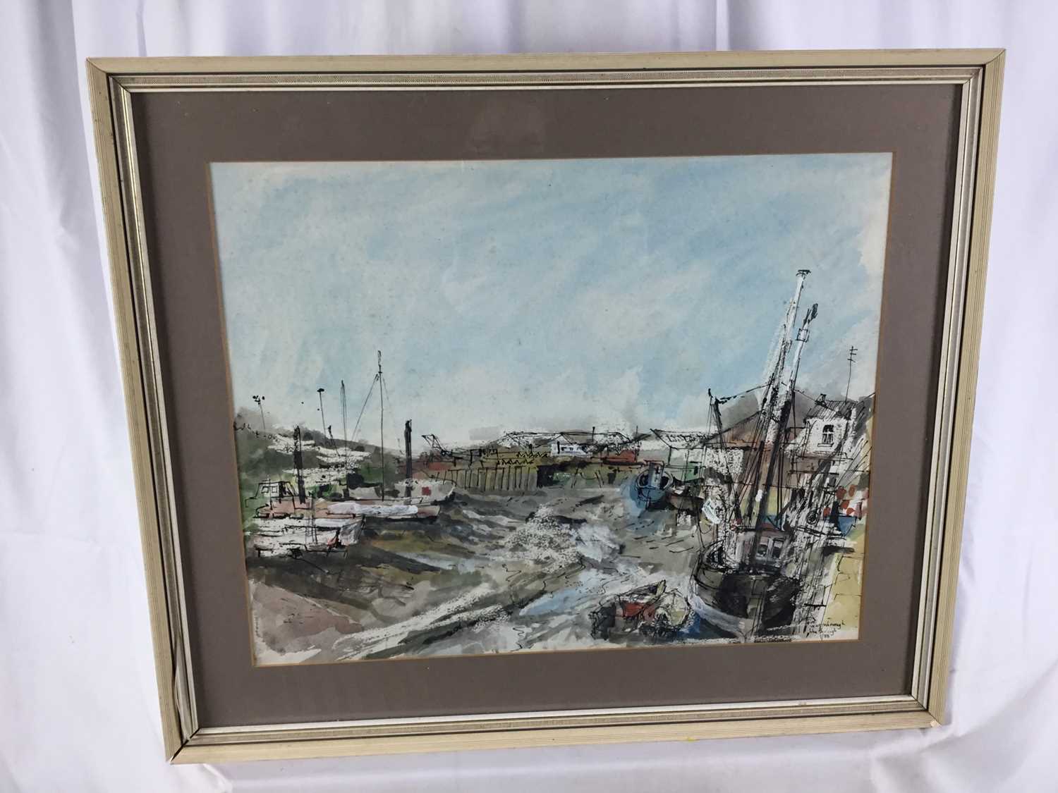 John Burleigh, 20th century. Watercolour, “Queenborough”. Harbour in the Isle of Sheppey, Kent. Sign - Image 6 of 7