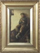 English School, early 20th century, oil on board - portrait of a Cornish fisherboy, 23cm x 14.5cm, i