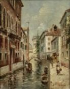 K. Young (circa 1800), oil on panel, of a Venetian canal scene, signed, 25 x 20cm, framed