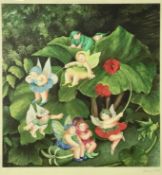 Beryl Cook (1926-2008) signed lithograph - Fairy Dell, 41cm x 40cm, in glazed frame