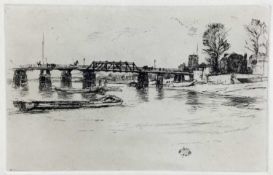 James Abbott MacNeill Whistler (1834-1903), etching of Battersea Bridge, 13 x 20.5cm, framed