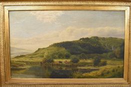 E. Stanley, 19th century, oil on canvas - Highland Landscape, signed, 76cm x 127cm, in gilt frame