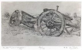 Rachel Anne Le Bas, 1923-2020. Engraving, “An Old Timber Waggon”. Inscribed and signed to margin, 64