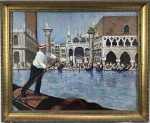 David Baxter (b. 1942) oil on board, Venice, 39cm x 49cm, in gilt frame