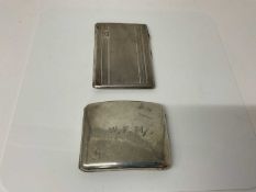 George VI silver cigarette case of rectangular form with engine turned decoration, (London 1946), ma