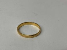 22ct gold wedding band, (Birmingham 1923), ring size N 1/2