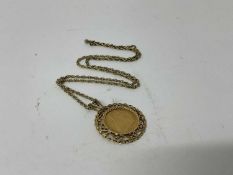 Victorian gold full sovereign 1899 in 9ct gold pendant mount on chain