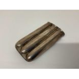 Edwardian silver three tube cigar case (Birmingham 1901), maker Charles Cooke, 11cm in overall lengt