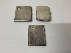 George V silver cigarette case of rectangular form with engine turned decoration, (Chester 1911), ma