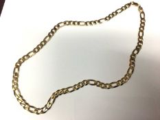 9ct gold flat curb link chain, 66cm long