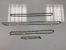 9ct gold rope twist chain/necklace, together with another 9ct chain and a third 9ct chain with a mat