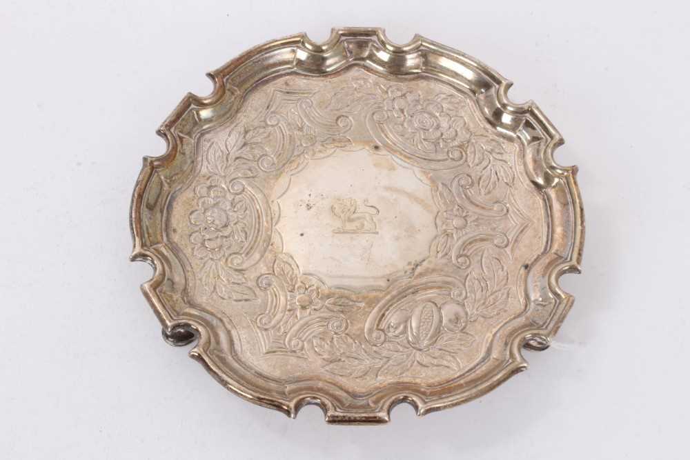 Mid 18th century silver engraved small waiter