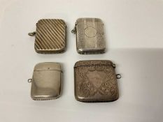 Victorian silver vesta case, (Birmingham 1892), together with three other silver Vesta cases (Cheste