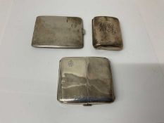 Victorian silver cigarette case of rectangular form with engraved initials, (Birmingham 1876), maker