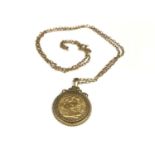 George V gold full sovereign 1911, in 9ct gold pendant mount on 9ct gold chain