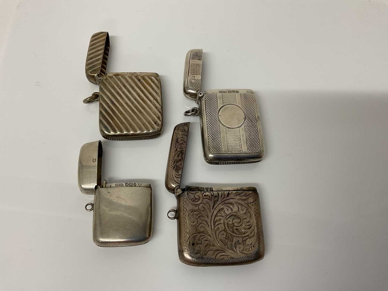 Victorian silver vesta case, (Birmingham 1892), together with three other silver Vesta cases (Cheste - Image 2 of 2