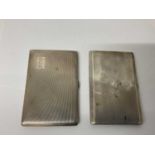 George VI silver cigarette case of rectangular form with engine turned decoration and gilded interio