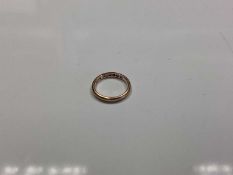 9ct gold wedding band, ring size L, together with a diamond three stone ring (one stone missing) and