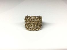 9ct gold large rope twist panel ring