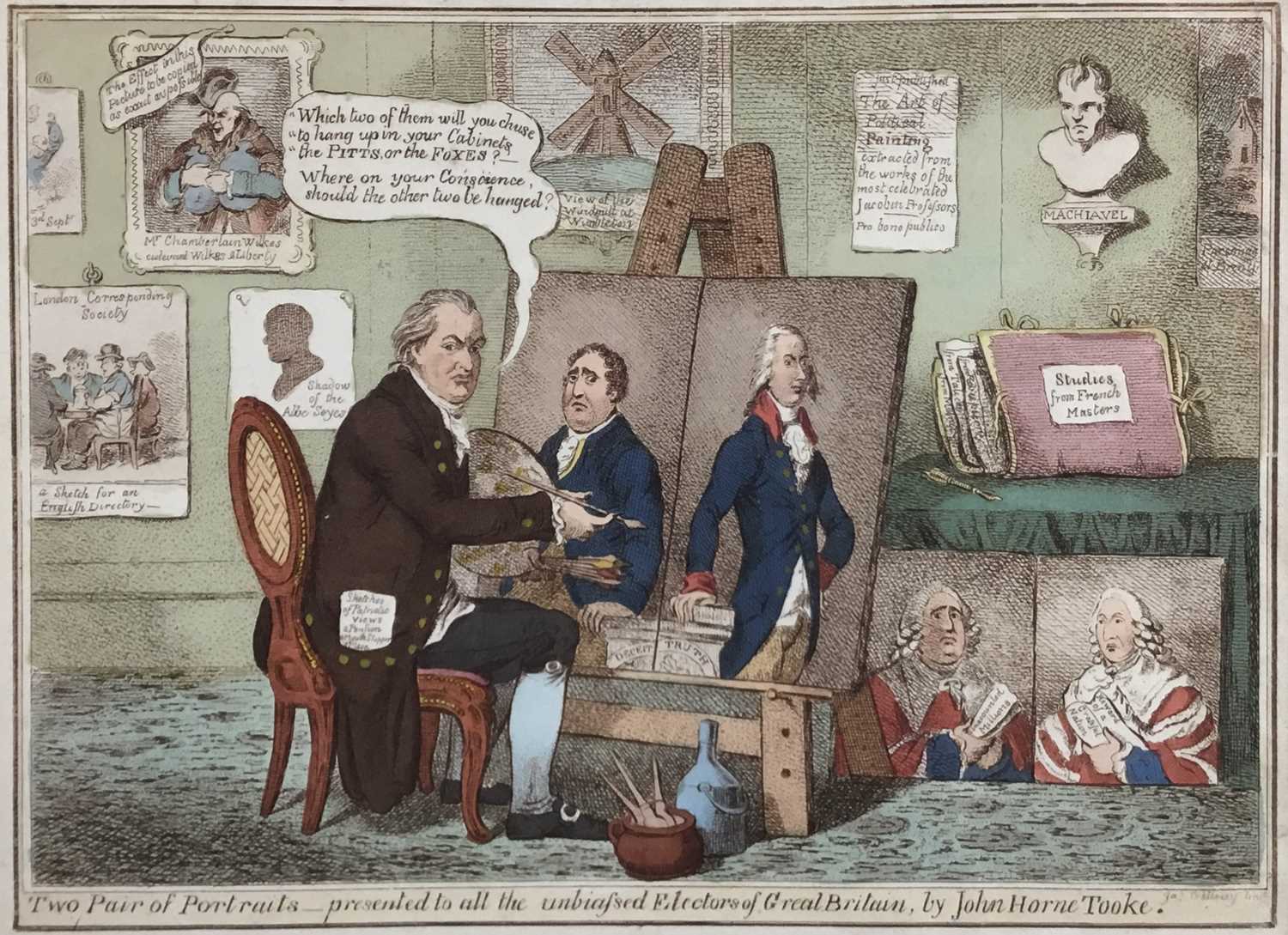 18th century Gillray engraving - 'Two Pair of Portraits - presented to all the unbiased Electors of