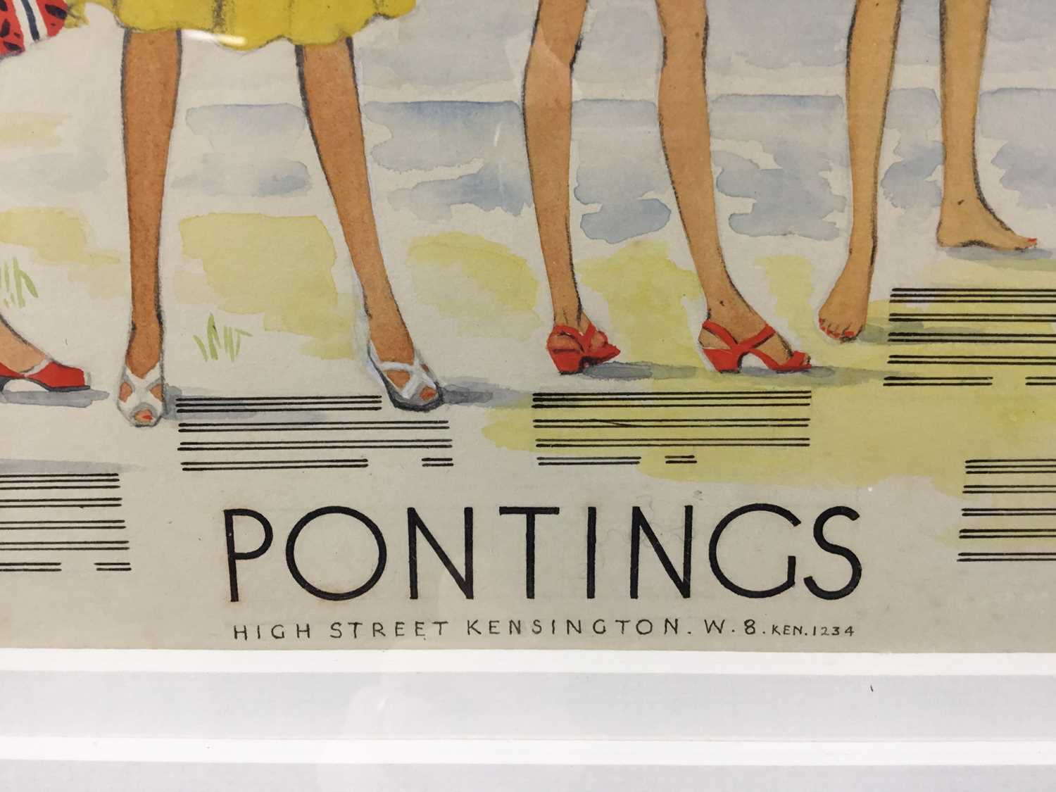 Art Deco original watercolour advert for Pontings department store, High Street Kensington - Image 2 of 7