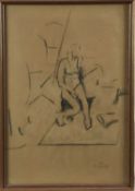 F. Leger, 1930s charcoal drawing of a seated female nude, signed and dated '30, 46cm x 31cm, in glaz