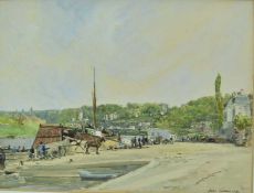 Jules Lessore (French, 1849-1892) watercolour - French Harbour, signed and dated '73, 20cm x 27cm, m