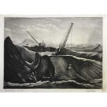 Group of etchings, including Marion Rhodes - Open Cast Coal Mining, Over Hulton, 25 x 35cm, various
