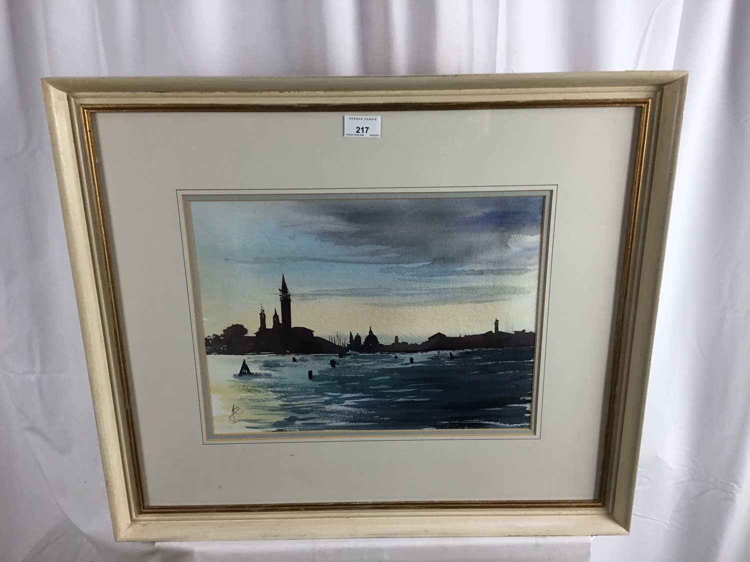 Frankie Cummins, contemporary, watercolour - Grand Canal Entrance, initialled, 29cm x 39cm, in glaze - Image 2 of 6