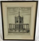 Antique engraving - Market cross, Norwich, 34cm x 44cm, mounted in glazed Hogarth frame 52cm x 63cm