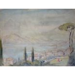 Joseph Alfred Terry (1872-1939), watercolour- Continental vista, 30cm x 39cm, mounted on card, Chris