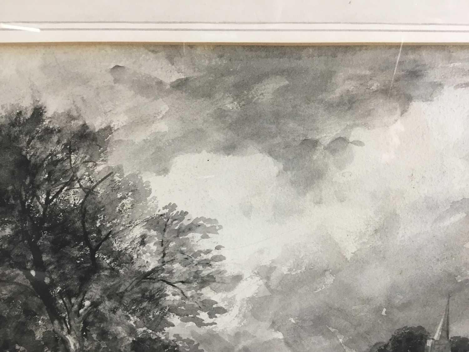 Monochrome watercolour after John Constable of figure and cattle at a ford, in glazed frame 69cm x 5 - Image 8 of 12