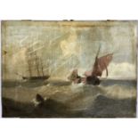 English School, 19th century, oil on canvas, marine scene, signed E. K. Redmore, 26cm x 36cm