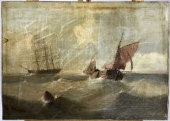 English School, 19th century, oil on canvas, marine scene, signed E. K. Redmore, 26cm x 36cm