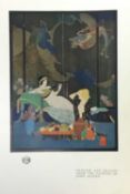 John Austen, 1886-1948. Art Nouveau studio lithograph, “Peacock And Dragon”. Studio mark “The Studio