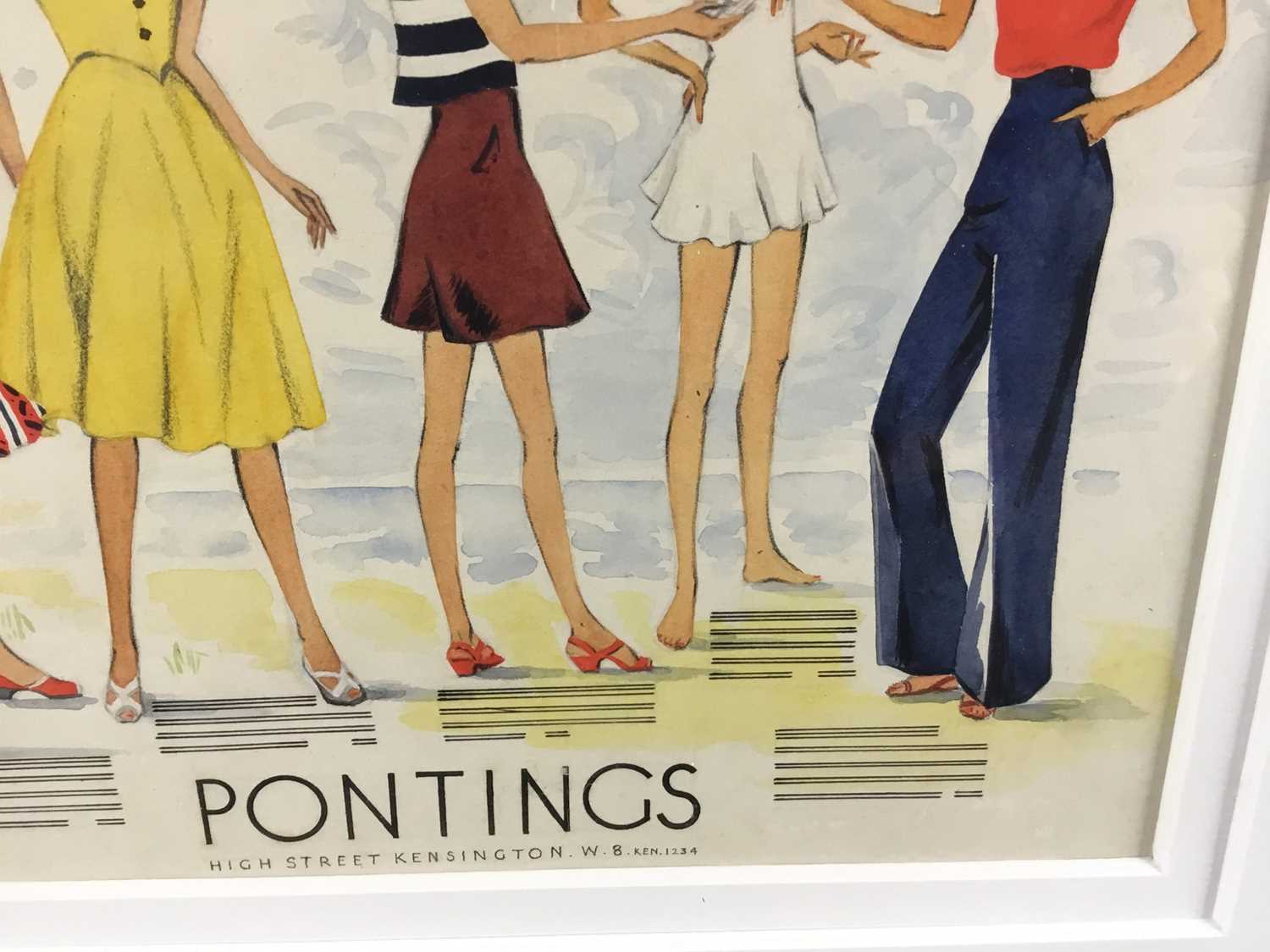 Art Deco original watercolour advert for Pontings department store, High Street Kensington - Image 6 of 7