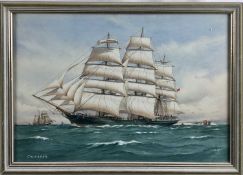 Pelham Jones (c.1890-c.1950) pair of watercolours - Clippers Crusader and Harbinger at Sea, both sig