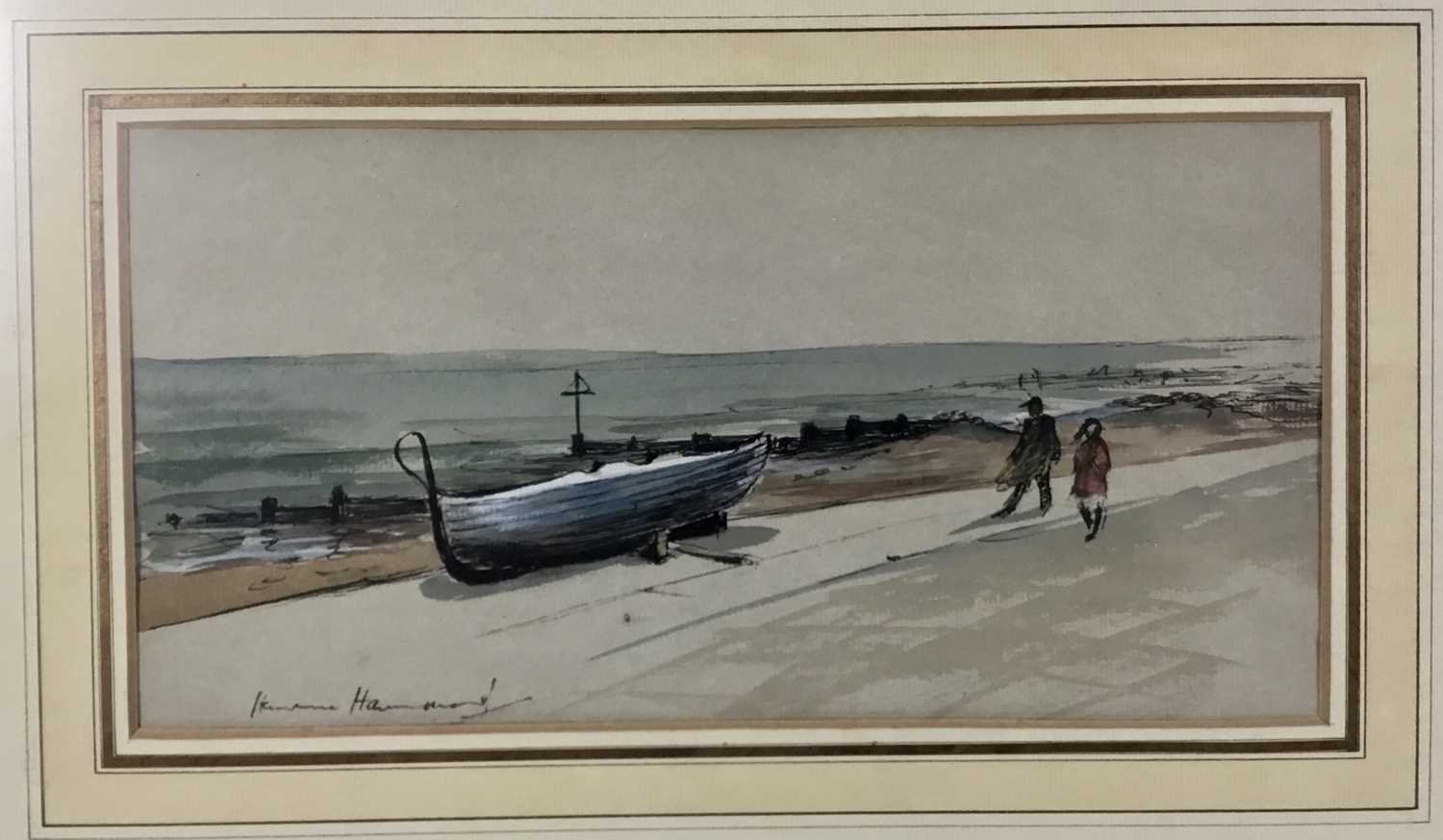 Hermione Hammond 1910-2005 watercolour - beach scene, signed