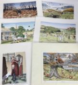 Bob Farndon, contemporary, group of ten handcoloured amusing lithographs, hunting and others