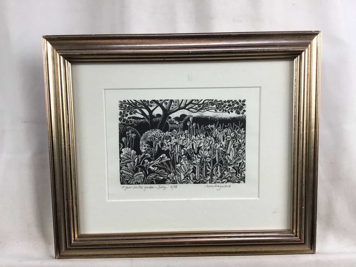 Anne Hayward, contemporary, pair of signed limited edition woodcut engravings, “A Year In The Garden - Image 4 of 5