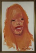 Howard Barnes (1937-2017) oil on canvas, Female Head, signed 75 x 50cm, framed