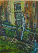 Follower of John Bratby RA (1928-1992) oil on canvas - Hampstead, 56cm x 76cm, unframed