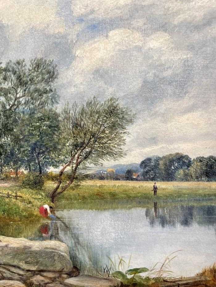 William Beatty Brown (1831-1909) oil on panel - river Landscape, signed, inscribed verso and dated 1 - Image 5 of 8