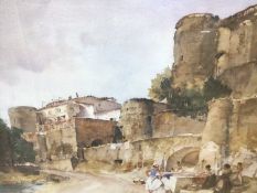 William Russell Flint (1880-1969) limited edition colour print - figures beneath castle walls, 382/8